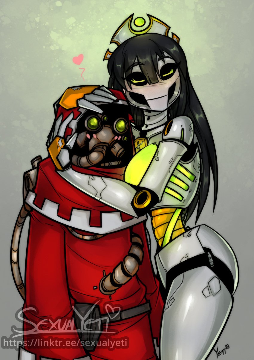 Rule 34 - 1boy 1girls Adeptus Mechanicus Artist Name Ass Black Hair Blush  Closed Eyes Cyborg Head Grab Hoodie Hug Large Breasts Long Hair Mask Necron  Robot Sexualyeti Size Difference Source Request