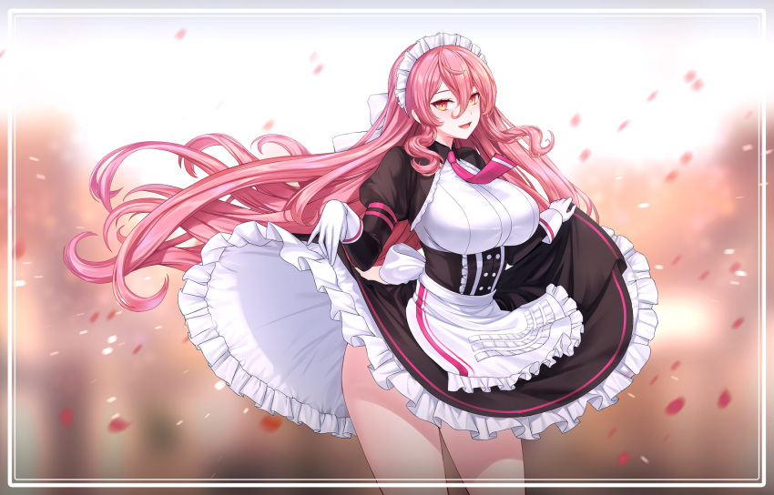 Rule 34 – :d apron ascot back bow bindong black skirt black sleeves blurry blurry background bow breasts collared shirt counter:side cowboy shot depth of field falling petals female floating hair framed frilled apron frilled skirt frills gloves hair between eyes hairbow head tilt highres juliet sleeves large breasts light blush light particles long hair long sleeves looking at viewer maid maid apron maid headdress medium skirt open mouth orange eyes parted bangs petals pink ascot pink hair puffy sleeves shirt shrug (clothing) sidelocks skirt skirt hold smile solo thighs underbust veronica (counter:side) very long hair waist apron white gloves white shirt wing collar | 8749489