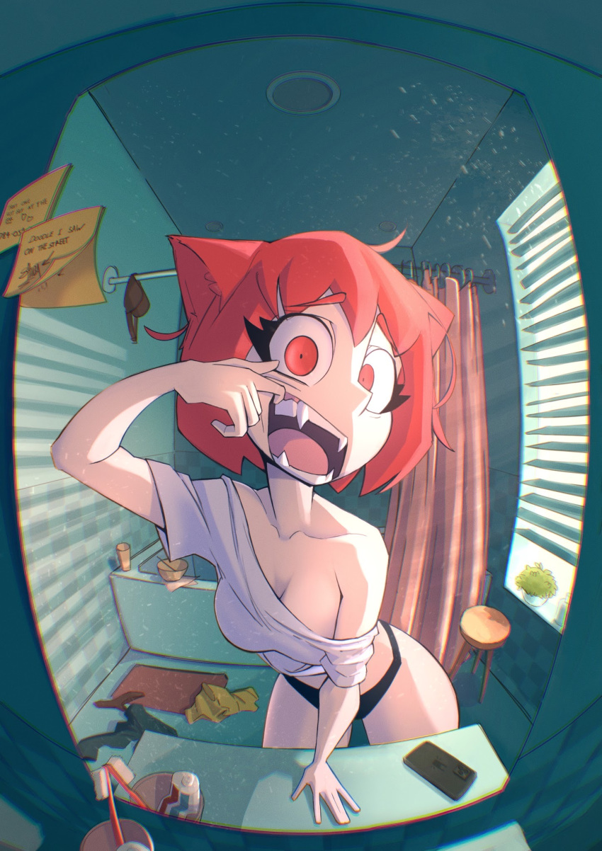 Rule 34 – 1girls 2d 2d (artwork) artist request bathroom bathtub big eyes black panties bob cut bra removed cat ears cleavage clothes on floor clothes removed collarbone cup curvy buns curvy hips daytime fangs finger in mouth finger opening mouth fisheye lens gabriel os gums half-dressed half-naked half dressed half naked inspecting inspecting teeth large thighs leaning leaning forward light-skinned female light skin looking at viewer looking in mirror loose clothes loose shirt no bra open mouth phone red eyebrows red eyes red hair red iris round ass round breasts round butt ruffled shirt shower curtain single female single girl skinny sticky note sticky notes thick eyelashes thick thighs tongue toothbrush toothpaste undressed unknown character white clothing white shirt wide open mouth window window blinds window shade | 6742466