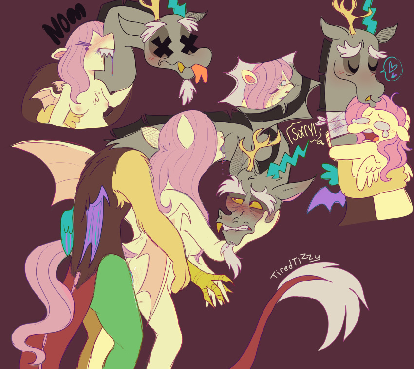 Rule 34 - 1boy 1girls Anthro Antlers Bat Pony Bat Wings Beard Blood Blood  Sucking Bodily Fluids Breasts Brown Body Brown Fur Chimera Claws Cryinf  Discord (mlp) Draconequus Equid Equine Facial Hair