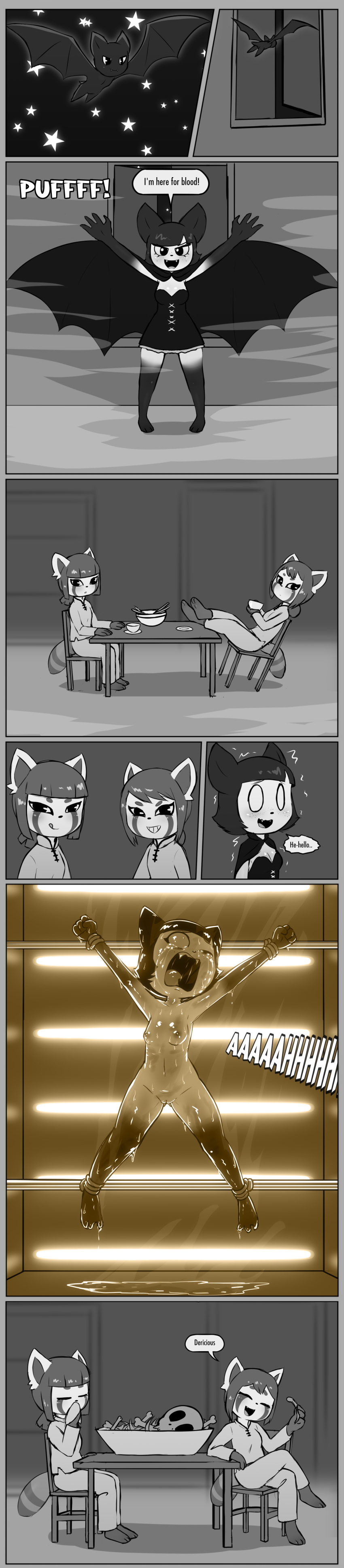 Rule 34 – absurd res after vore ailurid ambiguous fluids anthro appliance arms tied barefoot black hair bodily fluids bone bound breasts cannibalism cape clothing comic container cooked cooking with furs crying cup dark humor death dish e254e eating english text engrish fangs feet female female/female feral freckles genitals group hair hi res kitchen appliance legs tied long image mammal night nipples oven pain pajamas pussy red panda roasting scared screaming sibling (lore) skull soles star struggling suffering tall image tears teeth text transformation trio twins (lore) vampire vore white body window | 8902583