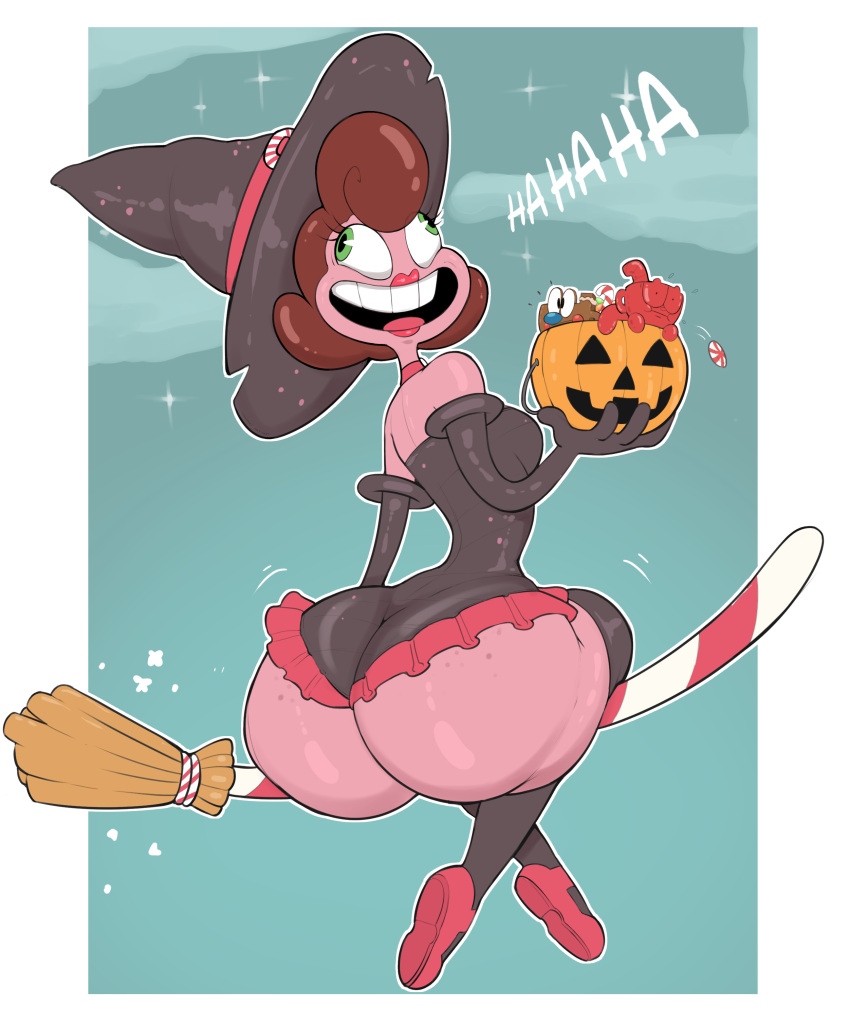 Rule 34 - 1girls Baroness Von Bon Bon Big Ass Big Butt Brown Hair Candy  Girl Costume Cuphead (game) Derp Derp Eyes Halloween Pac-man Eyes Pink Body  Pink Skin The Cuphead Show