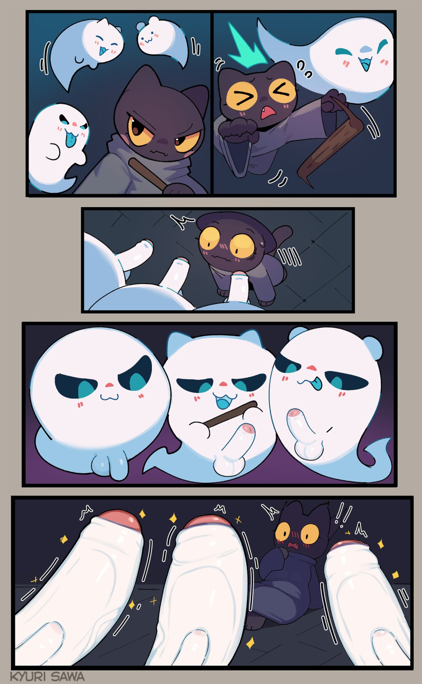 Rule 34 – > < 3boys anthro balls big penis black body black skin blue tongue blush closed eyes cute fangs dark sclera domestic cat erection eyelashes fangs felid feline felis female genital growth genitals ghost google google doodle group growth half-closed eyes hi res huge cock kyurisawa looking at genitalia looking at penis looking down magic cat academy male mammal momo (google) narrowed eyes open mouth penis penis growth pupils shocked small pupils spirit teeth testicles throbbing penis tongue vein veiny penis wand white balls white body white penis white skin yellow sclera | 8870849