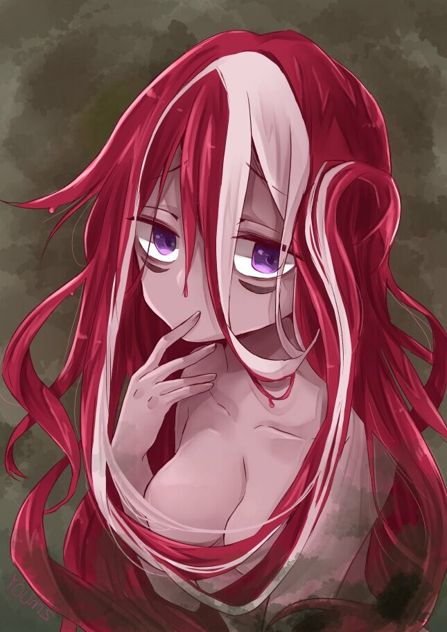 Rule 34 – bags under eyes cleavage convenient censoring female female only finger to mouth hair censor half-closed eyes long hair made in abyss medium breasts messy hair nude purple eyes red hair solo two tone hair upper body very long hair vueko youms | 8757187