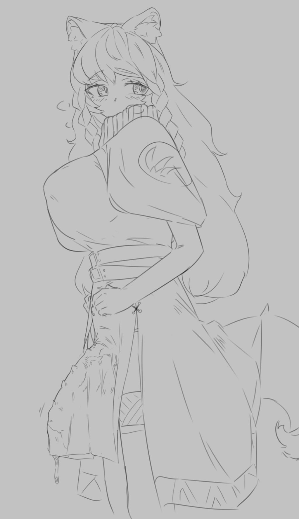 Rule 34 – 1futa animal ear fluff animal ears arknights big penis breasts clothed clothing futa only futanari humanoid humanoid penis kemonomimi long hair mostly clothed penis pramanix (arknights) sketch solo standing thighhighs vulpyalt | 9017536