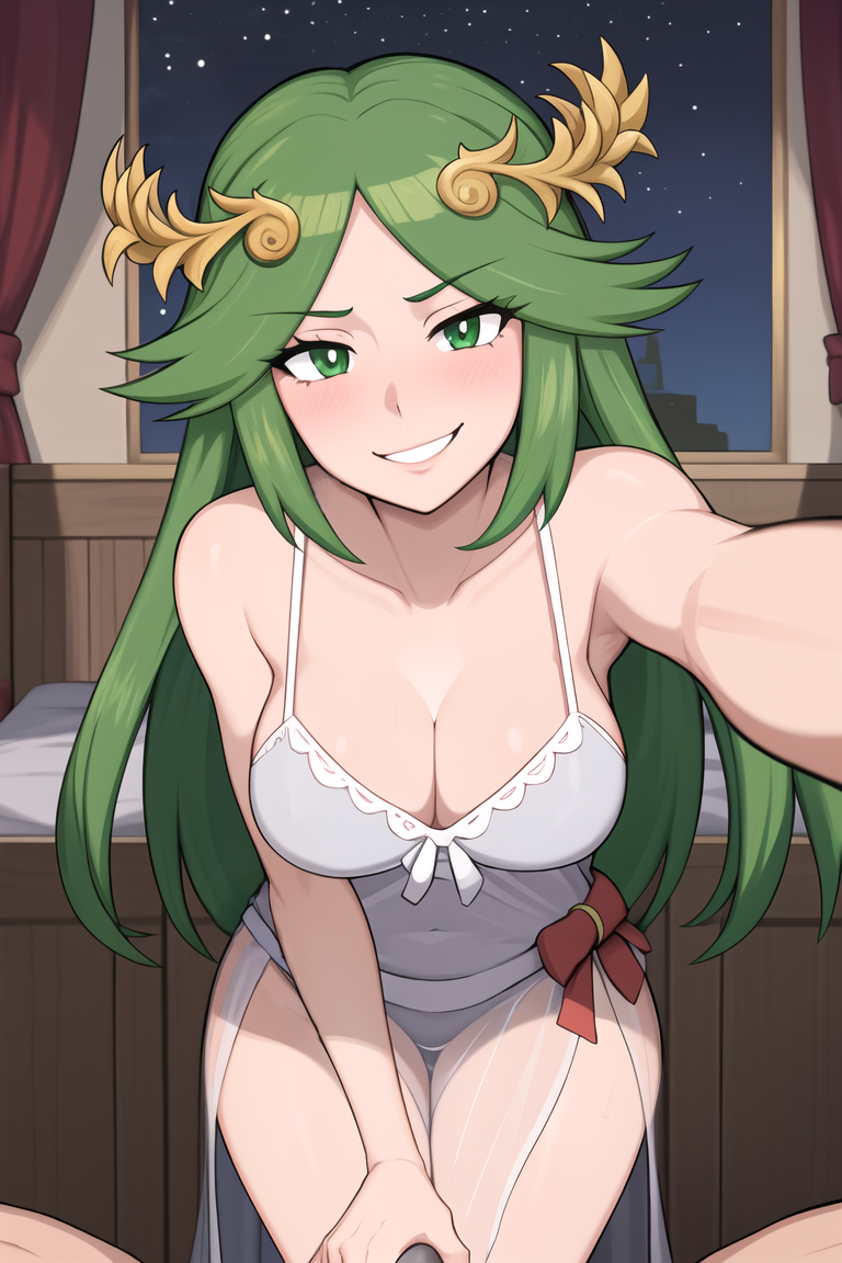 Rule 34 - Ai Generated Bedroom Eyes Cleavage Dominant Female Femdom Gentle  Femdom Grabbing Green Eyes Green Hair Handjob Head Grab Imminent Sex  Implied Handjob Kid Icarus Large Breasts Leaning Forward Long