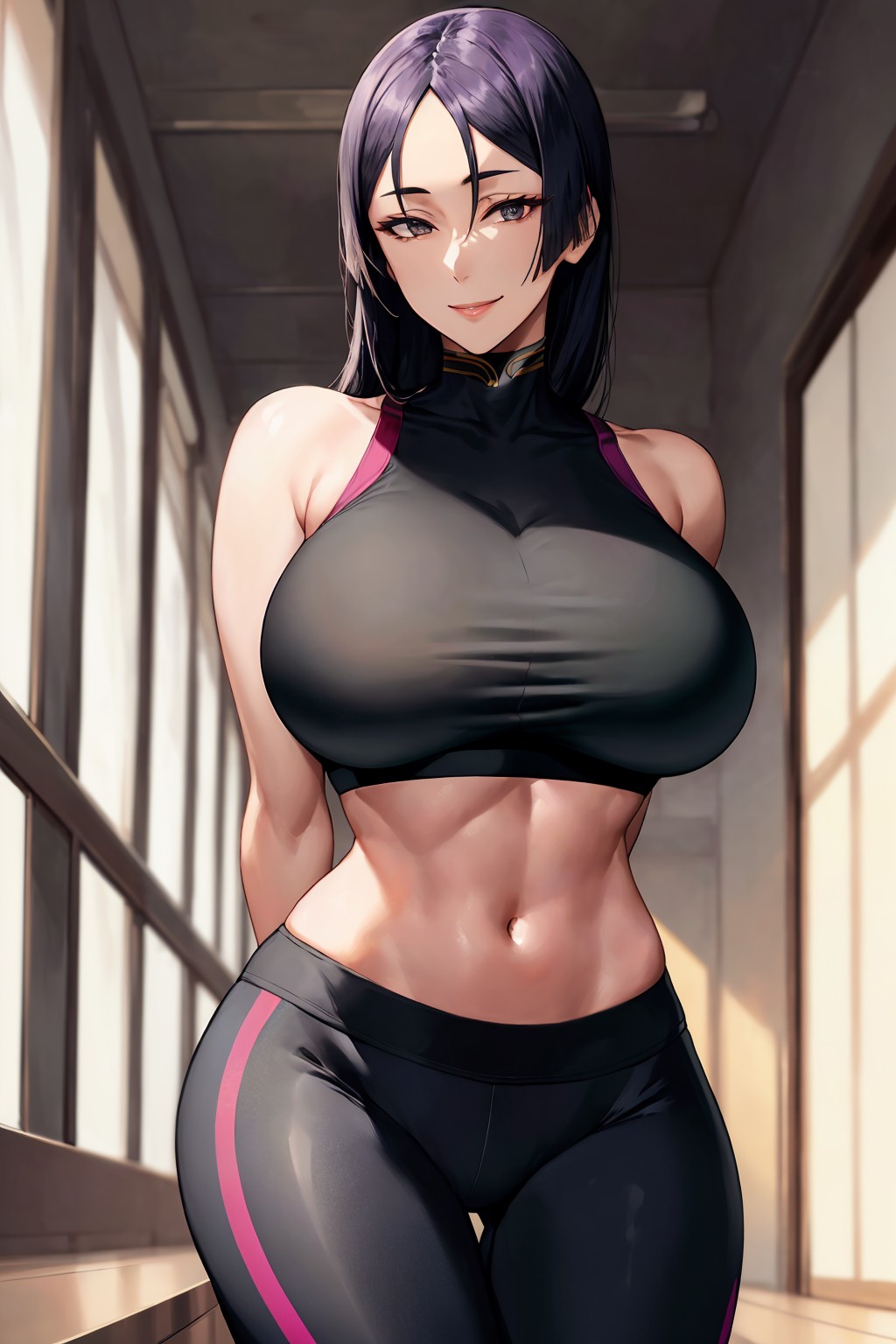 Rule 34 - 1girls Ai Generated Breasts Fate/grand Order Fate (series) Female  Flyingpancake Large Breasts Light-skinned Female Light Skin Long Hair  Minamoto No Raikou (fate/grand Order) Navel Purple Eyes Purple Hair Sports