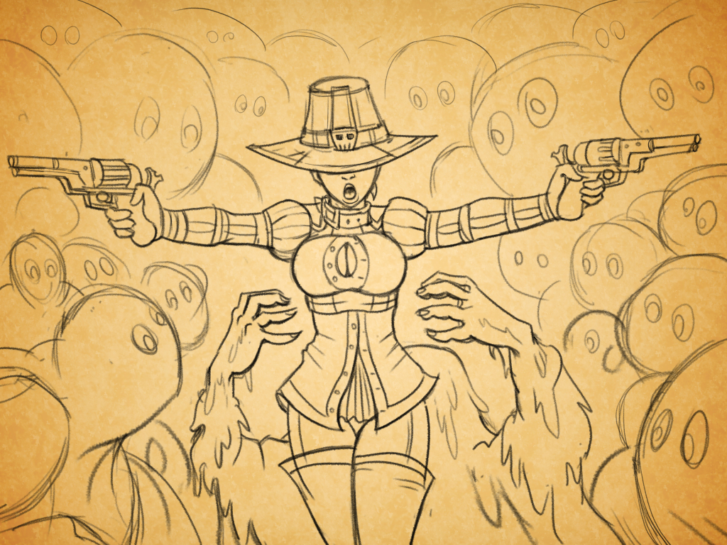 Rule 34 - Big Breasts Boob Window Boobs Cleavage Female Hat Holding Gun  Jack(witch Hunter Trainer) Monsters Multiple Boys Non Color Sketch Witch  Hunter Trainer | 8945804