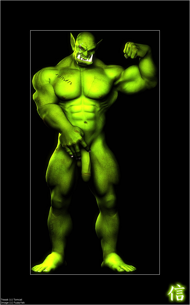 Rule 34 – 3d (artwork) abs balls digital media (artwork) flaccid fuzzy-yak genitals green body green skin holding penis humanoid humanoid genitalia humanoid penis looking at viewer male muscular muscular male nipples nude orc pecs penis pose scar solo trassk tusks | 9007365