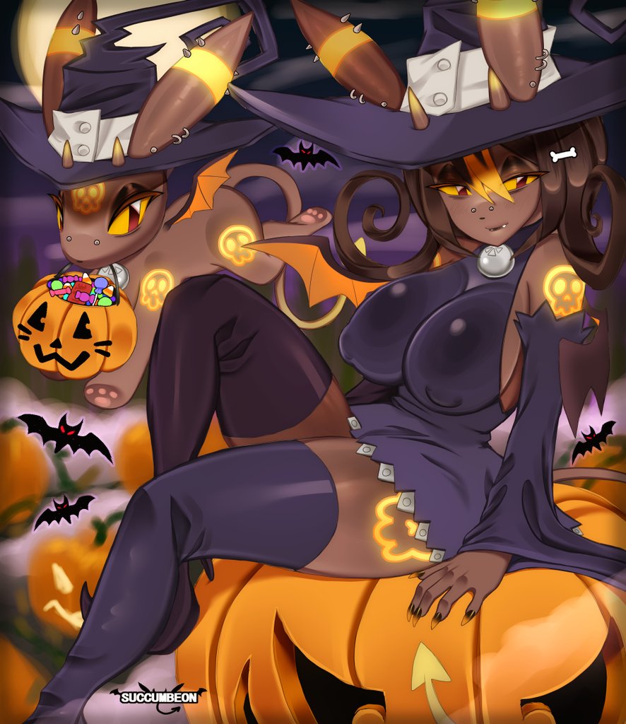 Rule 34 - 1girls Animal Bat Big Breasts Black Hair Blair (soul Eater)  Cosplay Dress Ear Piercing Earrings Eeveelution Feline Female Female Only  Generation 2 Pokemon Halloween High Heel Boots Horns Looking