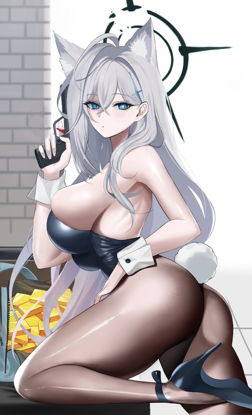 Rule 34 – 1girls absurdres abydos high school student ahoge animal ears ass bare shoulders blue archive breasts bunny tail bunnysuit expressionless fake tail female gcg gold grey hair gun hair ornament handgun heterochromatic pupils high heels highres impossible clothes large breasts leotard long hair looking at viewer mismatched pupils pantyhose shiroko (blue archive) shiroko (terror) (blue archive) sideboob solo tail trigger discipline very long hair weapon wolf ears wolf girl wrist cuffs | 9000044