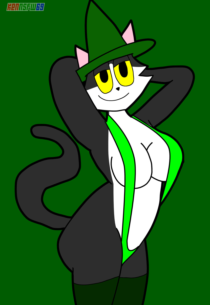Rule 34 – big breasts bikini cat tail catgirl cute domestic cat feline furry kenmazu95 maria grey pinup sexy pose sling bikini thighhighs tuxedo cat witch hat yellow eyes | 8943969