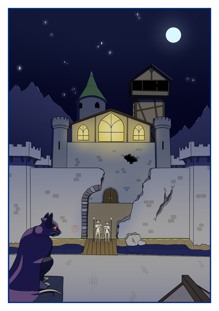 Rule 34 – absurd res animal genitalia anthro armor armor only balls birbdrain black body breasts brown ears buckteeth castle casual nudity cloak cloak only clothing comic cougar crenelations crouching damaged building digital drawing (artwork) digital media (artwork) door felid feline female fortress genitals graffiti graffiti on wall guard hand on ground hi res holding object holding spear holding weapon male mammal melee weapon moat moon mountain murid murine night nude nude female nude male pauldron polearm pussy rat rat tail red eyes rodent rooftop sheath sibling (lore) solo spear standing star tail tan body teeth tower twins (lore) wall (structure) water weapon whiskers window | 9055201