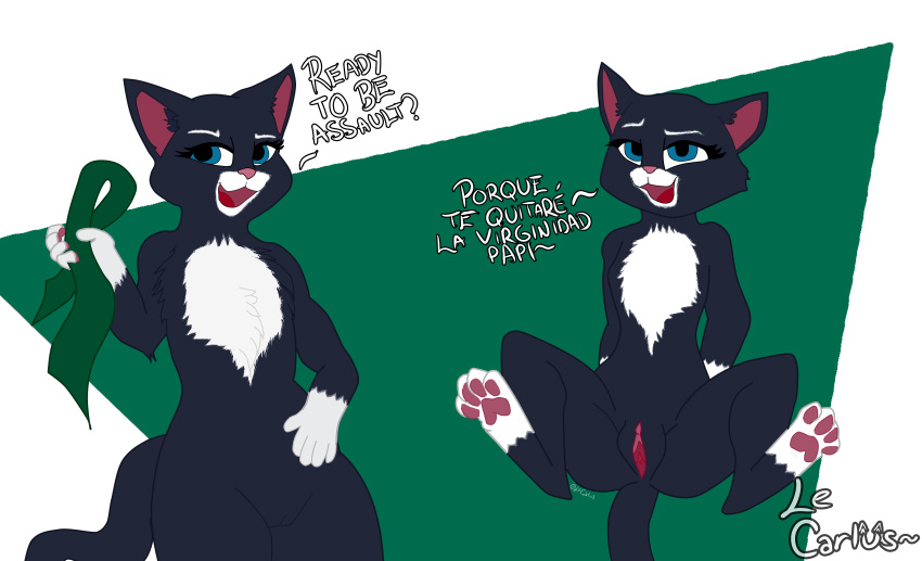 Rule 34 – 4 toes 5 fingers absurd res animal genitalia anthro black body black fur blue eyes domestic cat english text feet felid feline felis female feral fingers foot focus fur genitals hi res kitty softpaws lecarlus leg markings mammal markings multicolored body multicolored fur nude pawpads paws pink nose presenting presenting pussy pussy seductive semi-anthro simple background sitting socks (marking) solo solo focus spanish text spread legs spread pussy spreading standing tail text toes tuxedo cat two tone body two tone fur white body white fur | 8931757