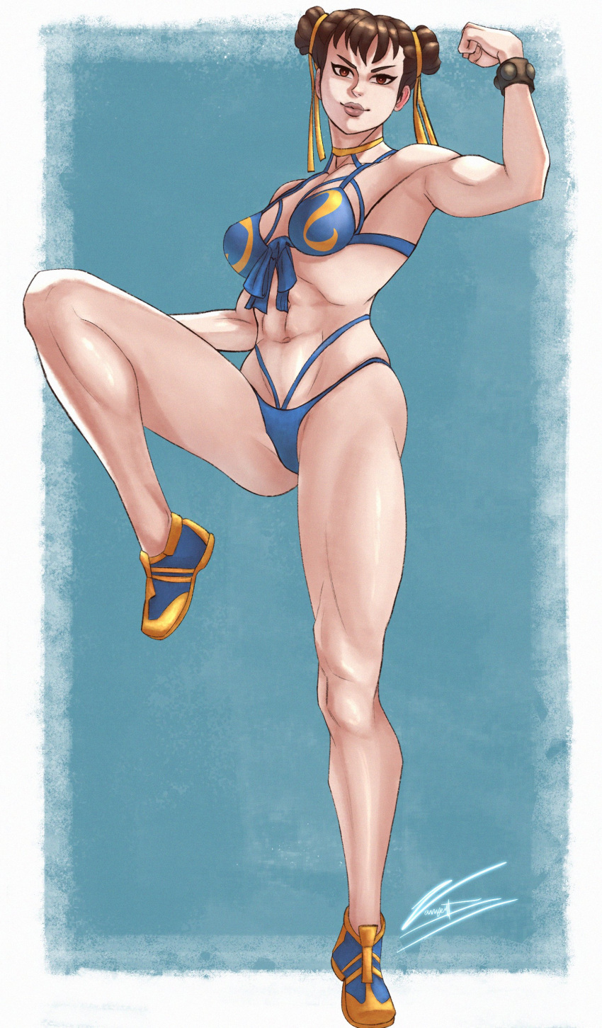 Rule 34 – 1girls 2023 bent leg brown eyes brown hair capcom chun-li female female only flexing bicep hair buns lingerie looking at viewer smiling smiling at viewer solo standing on one leg street fighter street fighter alpha twin buns very high resolution zanyert | 8971883