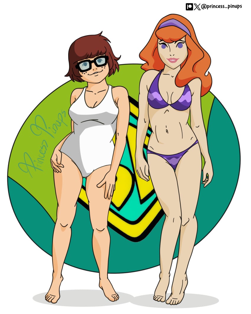 Rule 34 - 2girls Daphne Blake Female Female Only Glasses Long Hair Multiple  Girls Princess Pinups Scooby-doo Short Hair Swimsuit Swimwear Velma Dinkley  Watermark White Background Wide Hips | 8980834