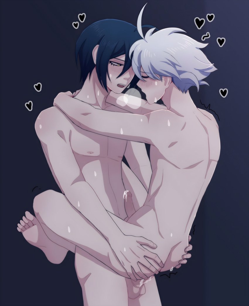 Rule 34 - 2boys Ahoge Arms Around Neck Blue Hair Blush Breath Breath Cloud  Closed Eyes Completely Nude Male Danganronpa Danganronpa V3 Gay Gay Sex  Hands On Ass Heart Hi Res Highres