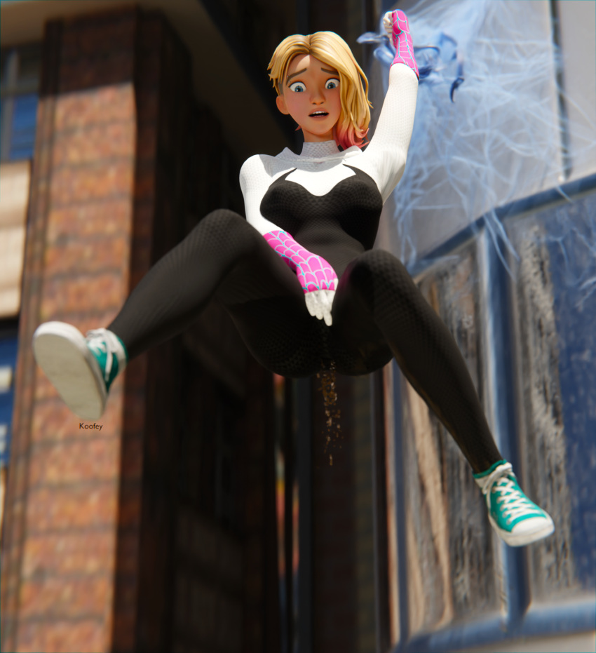 Rule 34 - 1girls Bodysuit Desperation Female Gwen Stacy Gwen Stacy (spider-verse)  Koofey Omorashi Peeing Peeing Self Spider-gwen Spider-man: Into The Spider-verse  Spider-man (series) Urine Urine Stream Wetting Wetting Clothing | 8733010