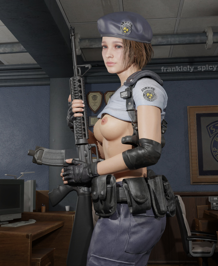 Rule 34 – 1girls 3d asian asian female beret blender blue eyes bob cut breasts breasts breasts out brown hair capcom female female female focus female only frankiely spicy gun indoor indoors inside jill valentine jill valentine (sasha zotova) leather leather gloves leather harness leather straps looking at viewer naked naked female nipples nude nude female pale-skinned female pale skin pinup police police hat police officer police uniform policewoman resident evil resident evil 3 resident evil 3 remake rifle shirt shirt lift shirt up short hair smile smiling smiling at viewer stare staring staring at viewer tactical nudity tease teasing teasing viewer trigger discipline weapon | 8987902