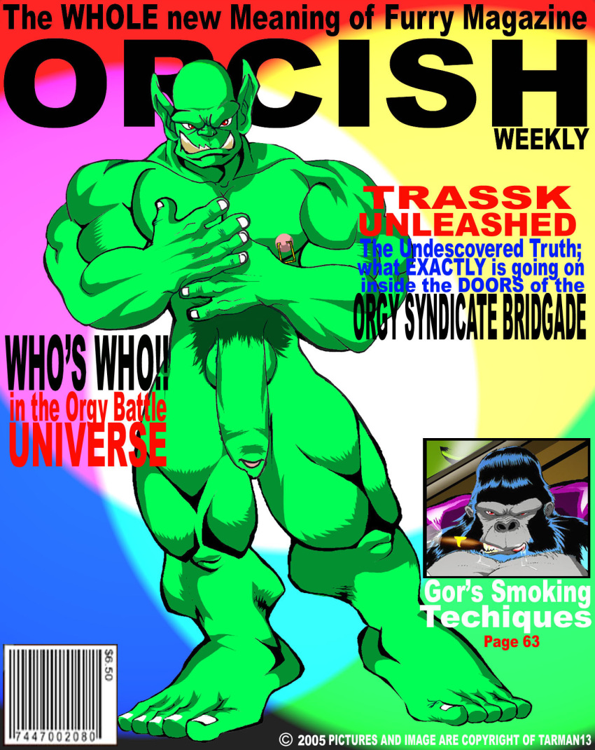 Rule 34 – 2005 anthro ape cigar cover duo english text flaccid foreskin genitals gor (tomcat) gorilla green body green skin haplorhine hi res humanoid humanoid genitalia humanoid penis magazine cover male mammal nipple piercing nipple ring nipples nude orc penis piercing pink nipples primate pubes ring piercing text tomcat (artist) trassk | 8989552