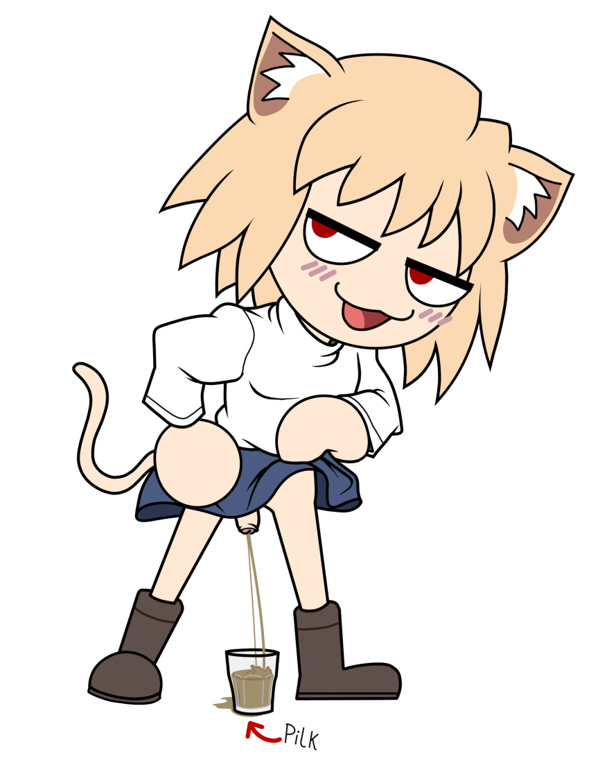 Rule 34 - 1futa 2d 2d (artwork) Anthro Anthro Futa Bangs Blonde Hair Blue  Skirt Blush Blush Boots Cat Ears Cat Tail Clothed Clothing Color Dick  Dickgirl Feline Futa Only Futanari Glass