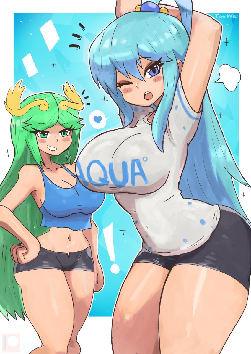 Rule 34 - 2girls Aqua (konosuba) Blue Eyes Blue Hair Breasts Crossover  Female Female Only Green Eyes Green Hair Kid Icarus Kono Subarashii Sekai  Ni Shukufuku Wo! Nintendo Palutena Tony Welt | 9070767