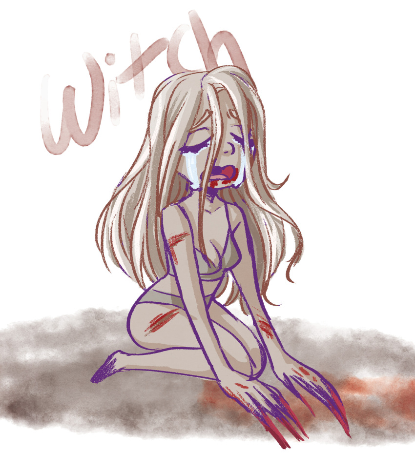 Rule 34 – 1girl 1girls blood bra claws cleavage crying left 4 dead long hair midriff panties scratches the witch underwear valve white hair witch (left 4 dead) | 8918458