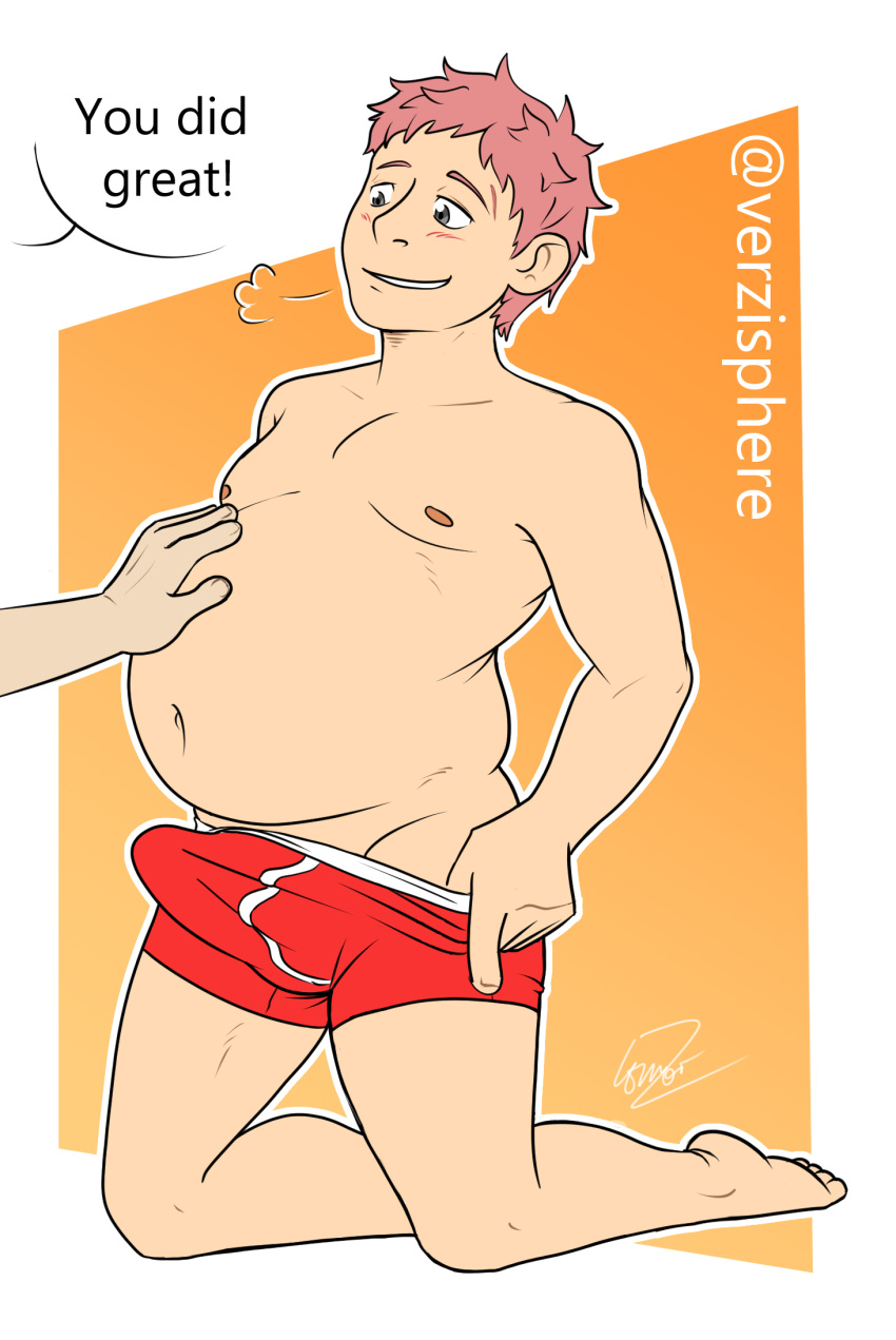 Rule 34 - 1boy Belly Belly Inflation Big Belly Bulge Erection Erection  Under Clothing Gay Inflation Male Male Focus Male Only Offscreen Character  Penis Pink Hair Solo Focus Tagme Tenting Underwear Verzisphere