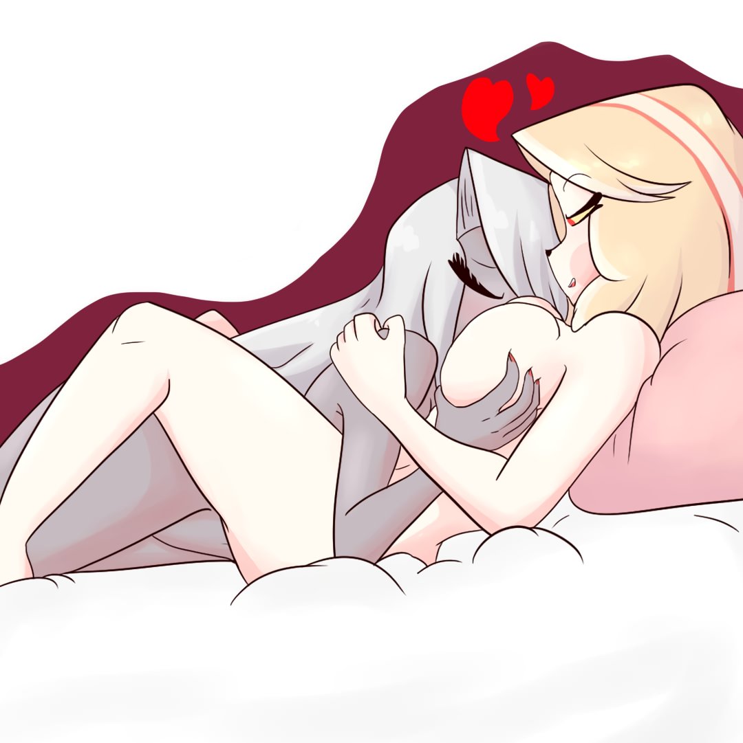 Rule 34 - 2demons 2girls Blonde Female Blonde Hair Canon Couple Charlie  Morningstar (hazbin Hotel) Couple Sex Demon Girl Demon Horns Female/female  Female Only Girls Only Grey Skin Hazbin Hotel Lesbian Sex