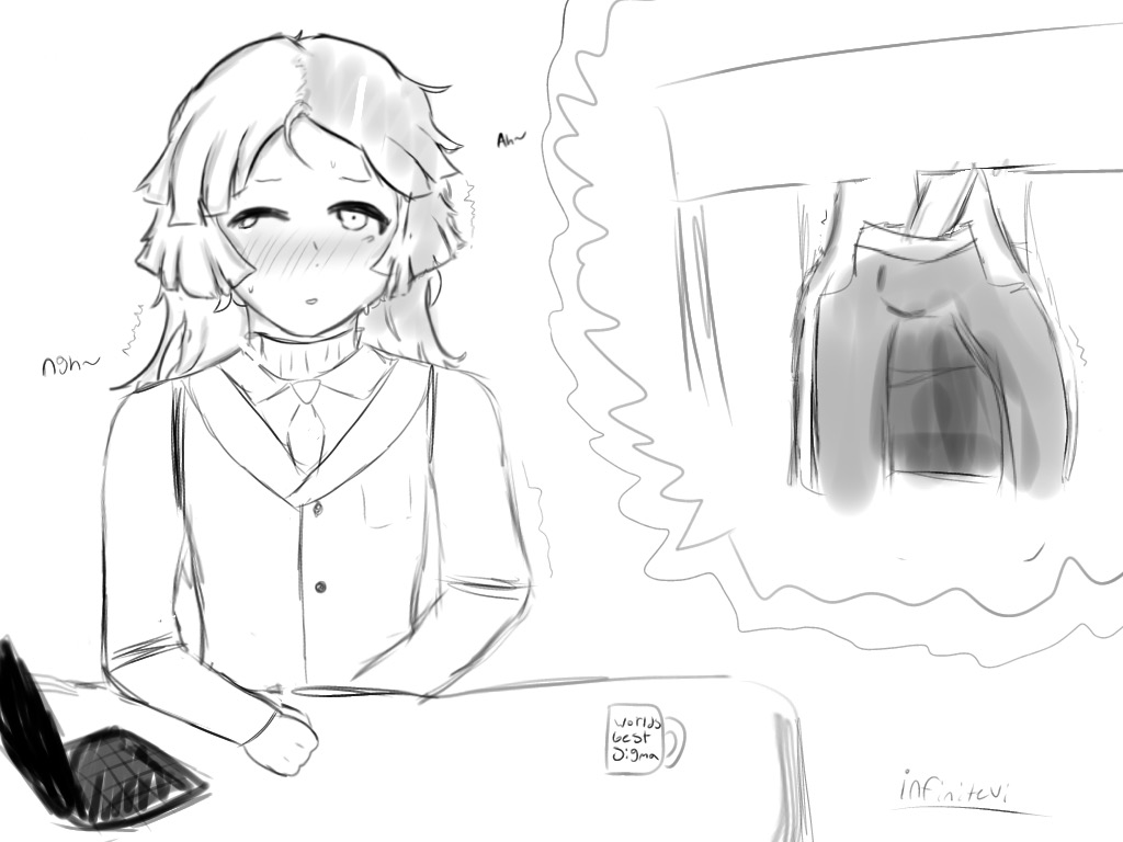 Rule 34 – bsd bungo stray dogs desk male male focus male only masturbation not colored public sigma (bungo stray dogs) under desk under the table work uniform workplace | 8956066