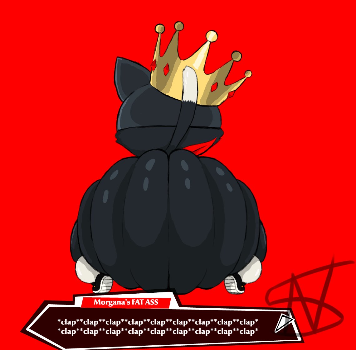 Rule 34 – anthro anus ass ass clapping atlus balls big butt black body black fur blue eyes clothing domestic cat felid feline felis fur genitals huge butt looking at viewer male mammal markings mask megami tensei megami tensei persona morgana (persona) nightsome sega simple background smile solo tail tail markings tuxedo cat white body white fur | 9136020