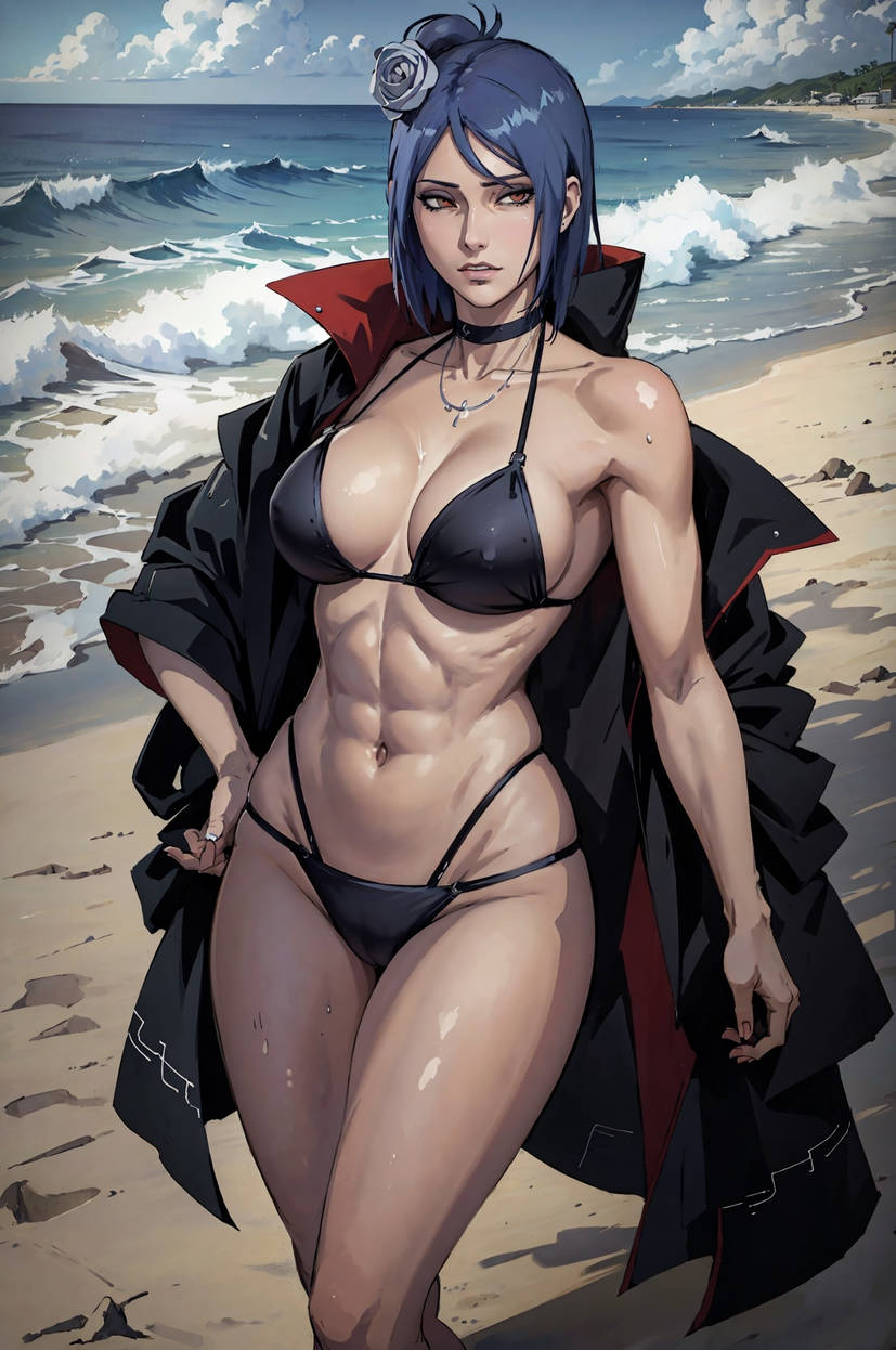 Rule 34 - 1girls Abs Ai Generated Akatsuki (naruto) Akatsuki Cloak Big  Breasts Bikini Breasts Female Female Only Konan Large Breasts Light Skin  Muscles Muscular Muscular Arms Muscular Female Naruto Naruto (series)