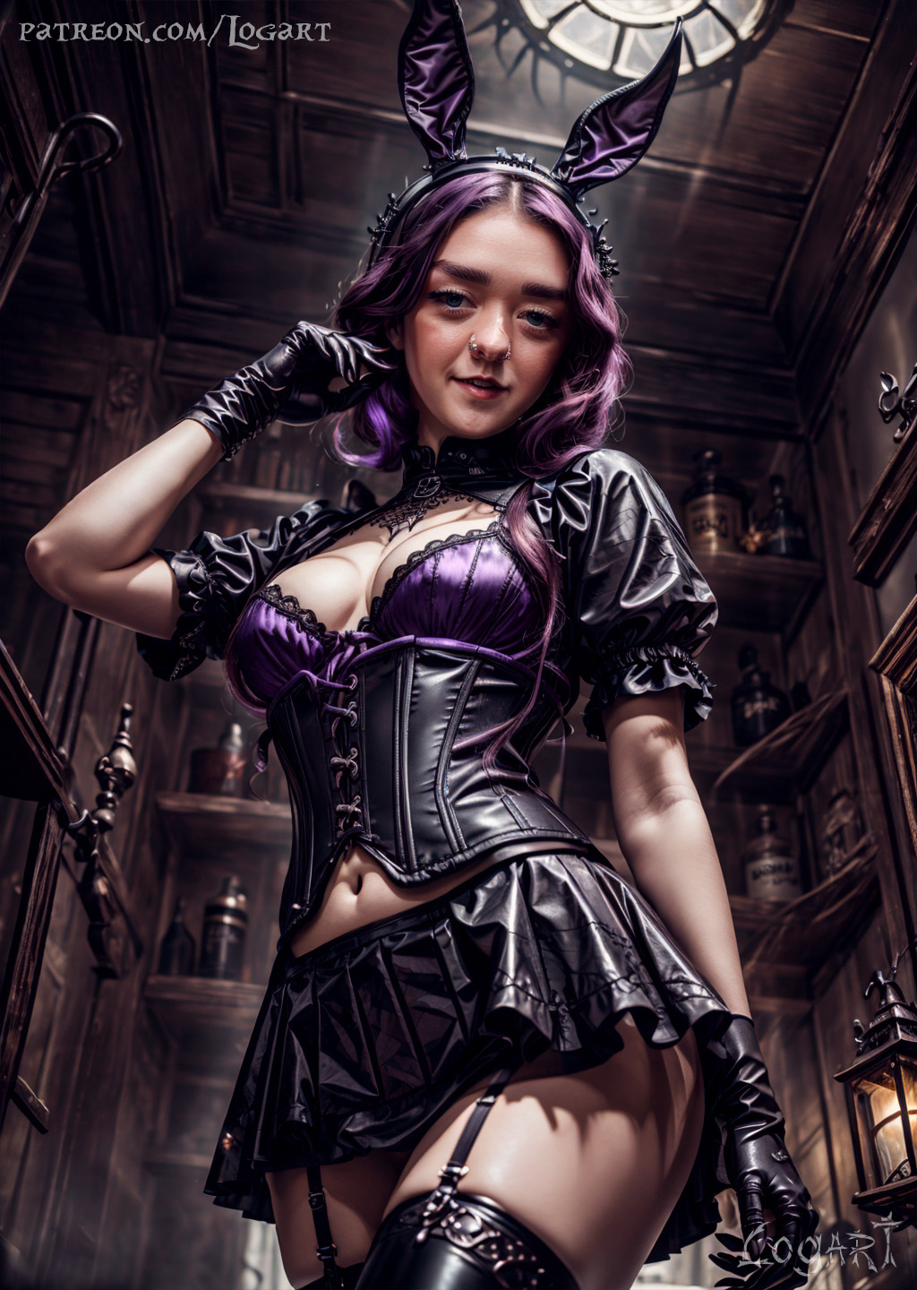 Rule 34 - 1girls Actress Ai Generated Arya Stark Attractive Big Breasts  Bunny Girl Bunnysuit Celebrity Cleavage Corset Detailed Female Female Only  Game Of Thrones Goth Goth Girl Gothic High Quality Hourglass