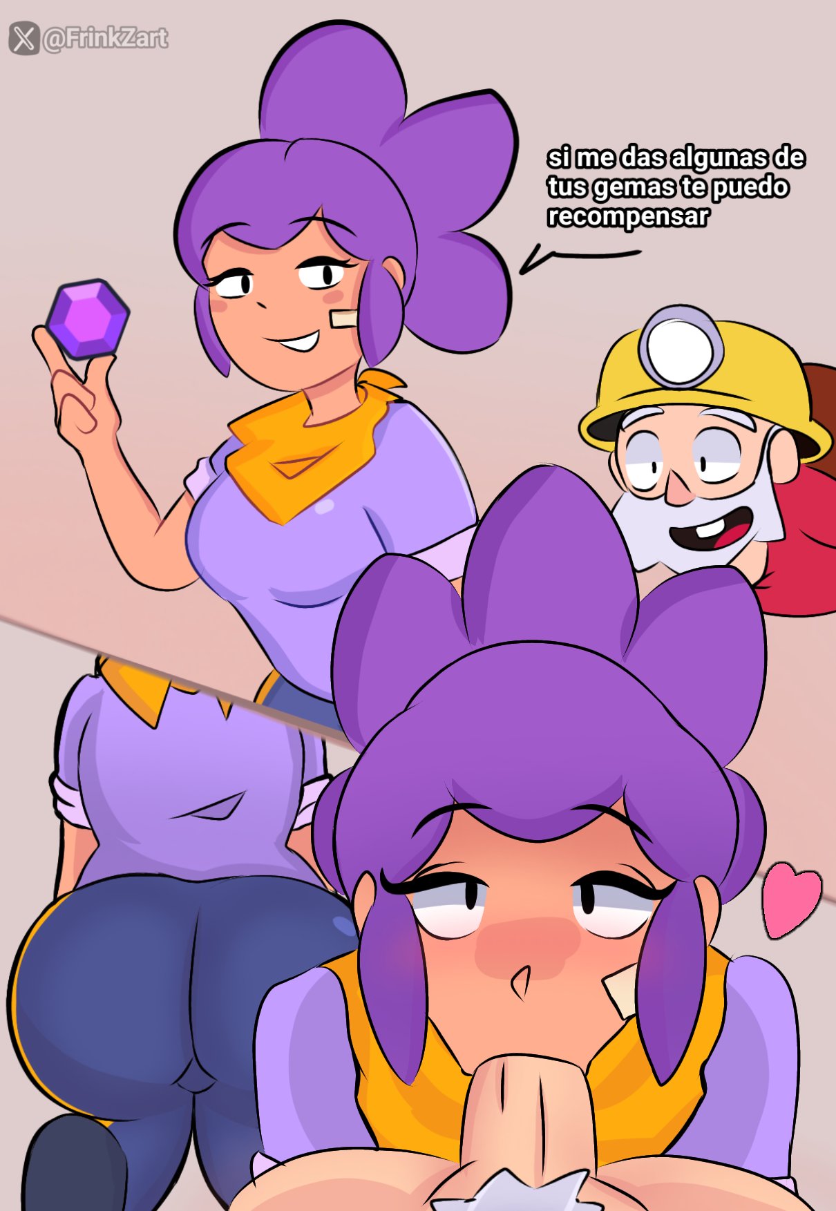 Rule 34 - Age Difference Ass Blowjob Brawl Stars Butt Crack Dynamike (brawl  Stars) Hat Heart Old Man Oral Pubic Hair Purple Hair Shelly (brawl Stars)  Spanish Text Sucking Sucking Penis Younger