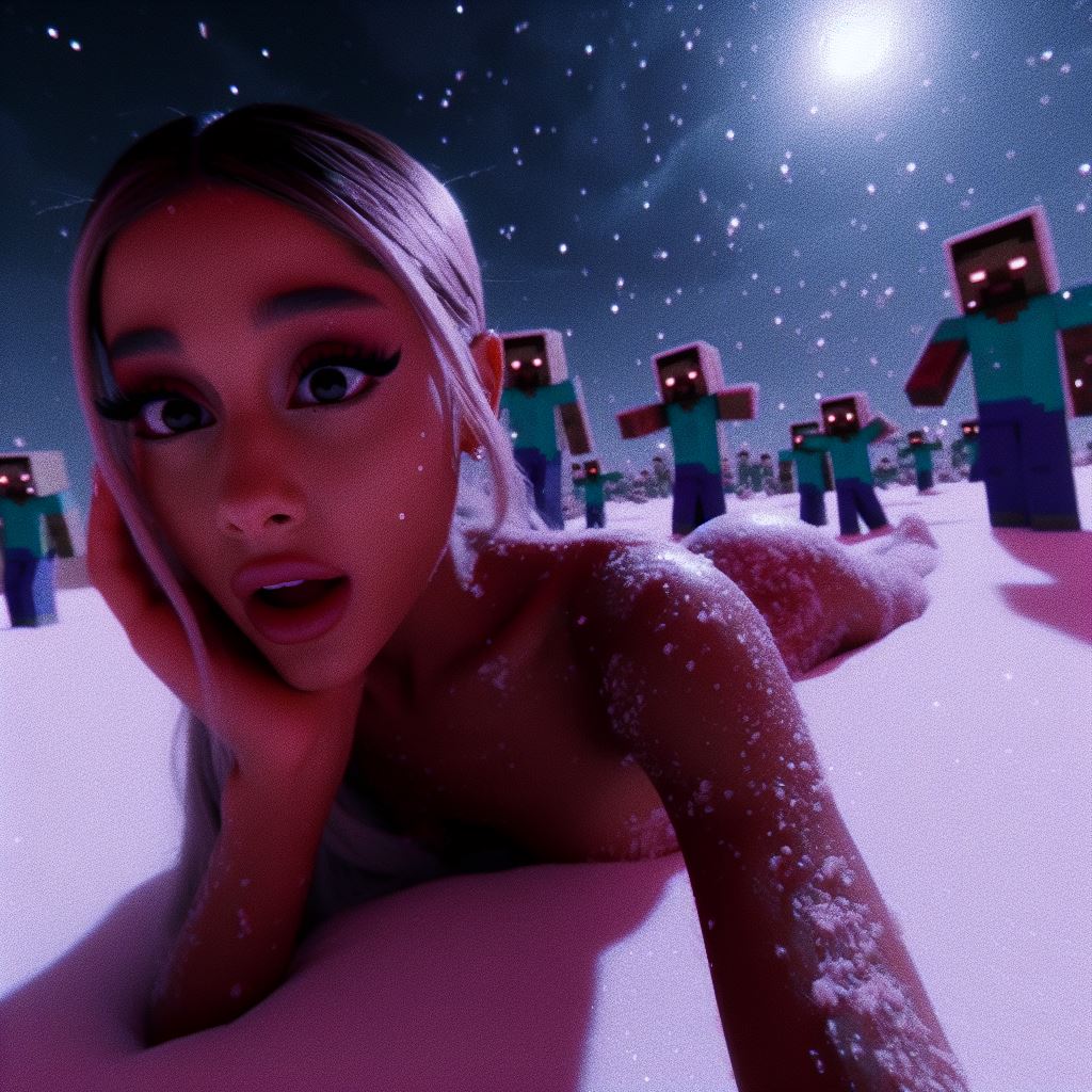 Rule 34 - 1girls Ai Generated Ariana Grande Behind Another Blonde Hair  Celebrity Crack Pairing Crossover Crowd Herobrine Imminent Sex Laying Down  Laying On Stomach Minecraft Night Real Person Shocked Shocked Expression