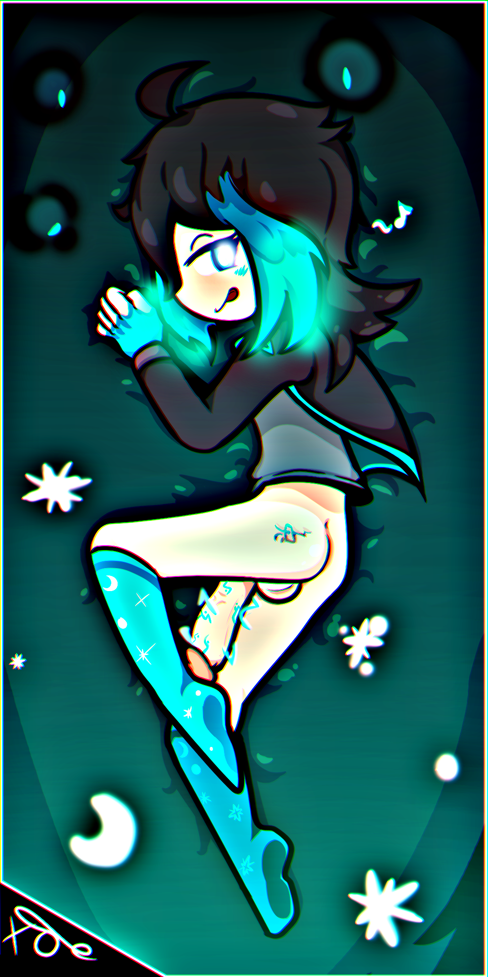 Rule 34 – asian male black hair cute electricity green hair huge cock laying down laying on bed magic penis male only multicolored hair naughty face noble series razor xo teasing tongue out wei zhang year of the rabbit | 9264369