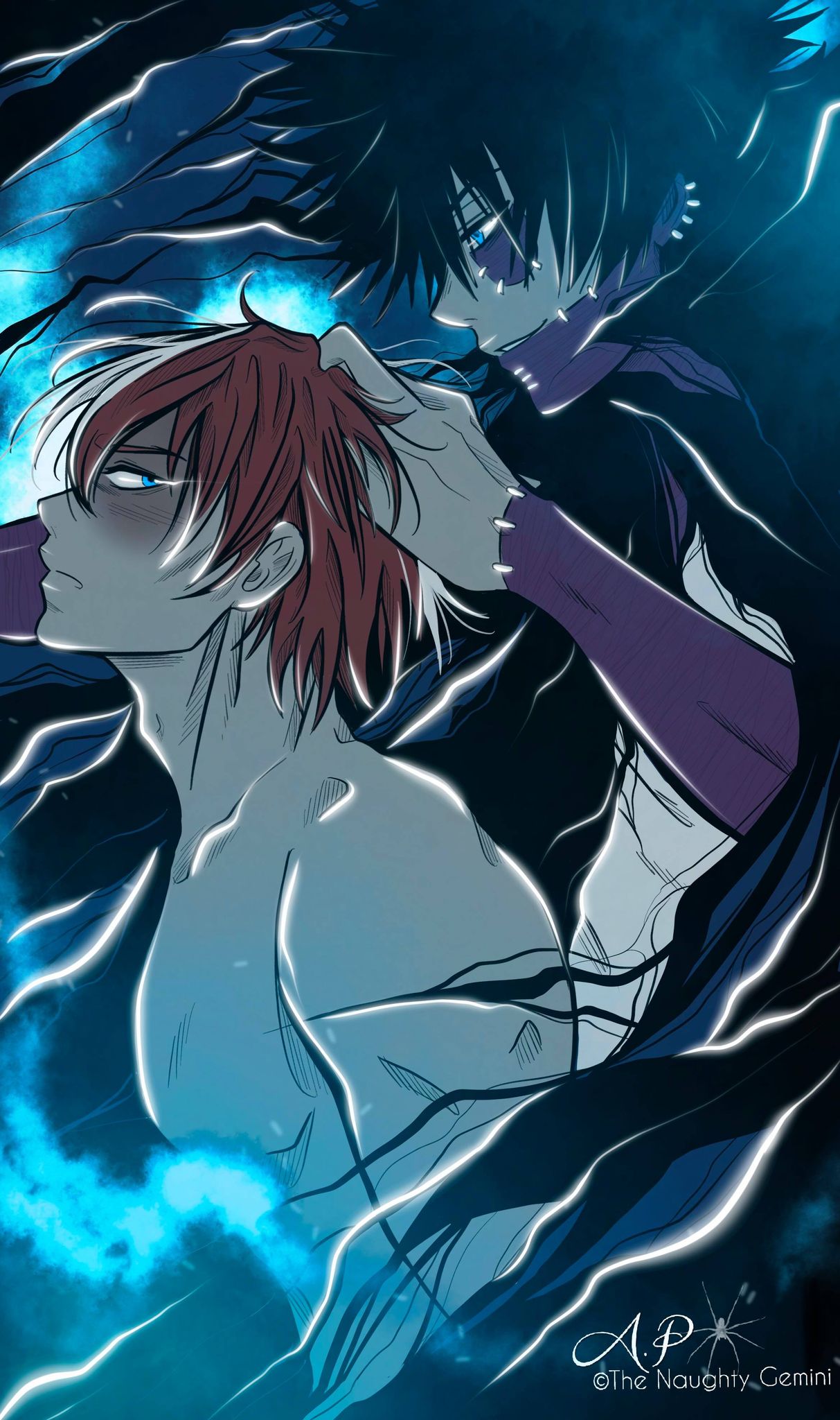 Rule 34 – 2boys big brother blue eyes blue fire brother brothers dabi hair grab incest little brother male male/male male only maledom malesub my hero academia red hair scar shirtless shouto todoroki the naughty gemini touya todoroki yaoi | 9087878