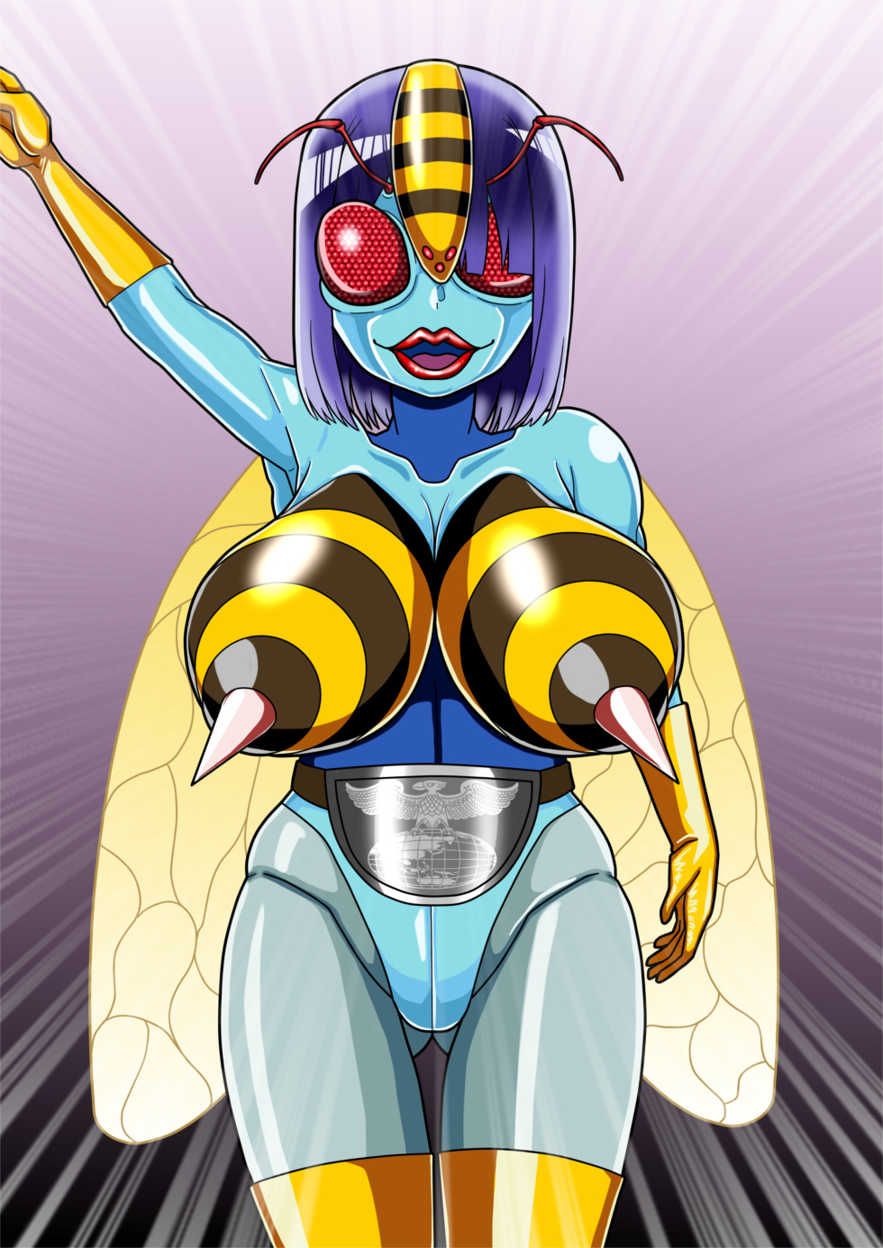 Rule 34 – armpits bee woman blush brainwashing corruption female glasses insect eyes mid-transformation mind control navel nipples pussy restrained skin color change tengukizoku thick thighs transformation transforming into combatant wide hips | 9127595