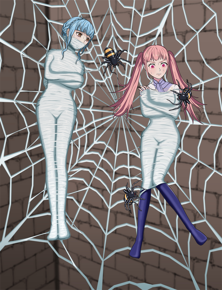 Rule 34 – 2girls blue hair bondage bound cocoon cocooned fire emblem fire emblem: three houses gag gagged helpless hilda valentine goneril marianne von edmund multiple girls multiple subs mummification pink hair spider spider web struggling struggling prey web bondage web gag webbing | 8580495
