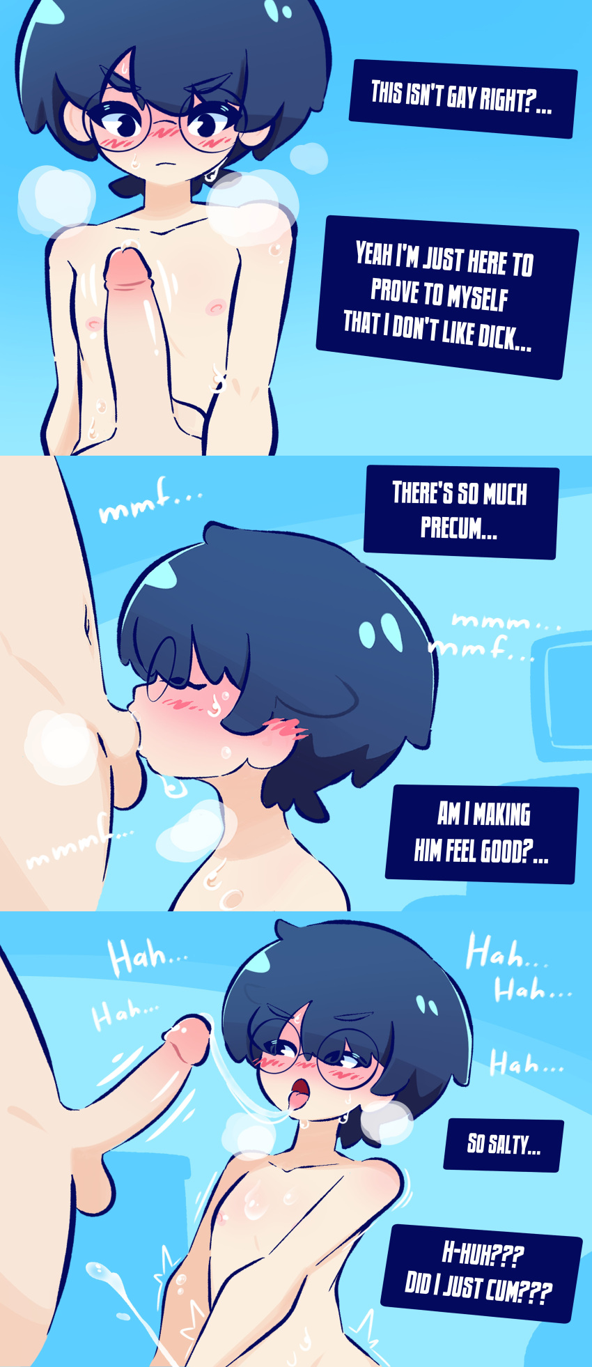 Rule 34 - 2d Ahe Gao Artist Self-insert Balls Blue Hair Blush Comic Cum In  Mouth Cumshot Edit Faceless Male Femboy Gay Denial Glasses Hoobl Hoobl  (character) Light-skinned Male Male/male Nipples Oral