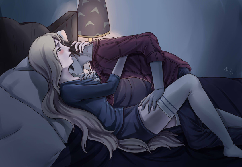 Rule 34 – 1boy 1girls 2014 adventure time anime style approaching bedroom bigger male blush blushing cartoon network dark room duo eyebrows visible through hair eyes visible through hair fangcovenly fangs fionna the human girl foot out of frame full body grabbing breasts grabbing thighs hugging imminent bite lamp long hair long shirt marshall lee open mouth short hair signature skirt thighhighs vampire vampire bite | 7745134