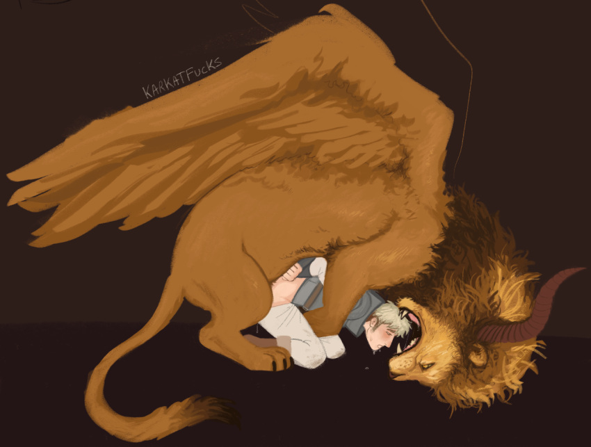 Rule 34 – anal anal sex armor arms behind back blush consensual doggy style drool dungeon meshi eyes closed eyes open feathered wings feathers feral feral on human furry head in mouth held down horns karkatfucks laios touden lion male male only maw medieval armor mostly clothed mouth open pants down restrained saliva sharp teeth size difference snarling sweating tail winged lion winged lion (delicious in dungeon) winged lion (dungeon meshi) wings | 7688613