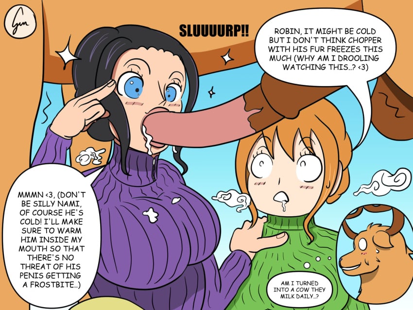 Rule 34 – 1animal 2girls anthro big breasts color cum cum in mouth cum on breasts deer dialogue fellatio furry ginspot hairbun horsecock nami nico robin one piece post-timeskip reindeer sucking penis sweater tony tony chopper unintentional bestiality unintentional sex winter zoophilia | 9191545