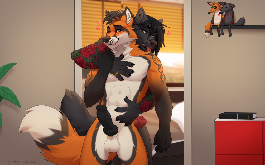 Rule 34 – accessory anthro arm tattoo athletic athletic anthro athletic male balls biped black claws black hair black knot black nose black penis book canid canine canis claws cock ring dipstick tail duo embrace eye contact fangs fingers fox fur furniture genitals gold ring gorsha pendragon green eyes grey body grey fur grey tail hair hand on stomach heart hug hugging from behind inside jewelry knot licking looking at another male male/male mammal markings mouth closed navel one eye closed orange body orange fur orange tail penis penis accessory penis jewelry plant plushie red penis ring rose tattoo standing tail tail markings tattoo teeth tongue tongue out tuft white balls white body white fur wholesome window window shade wolf | 9259272