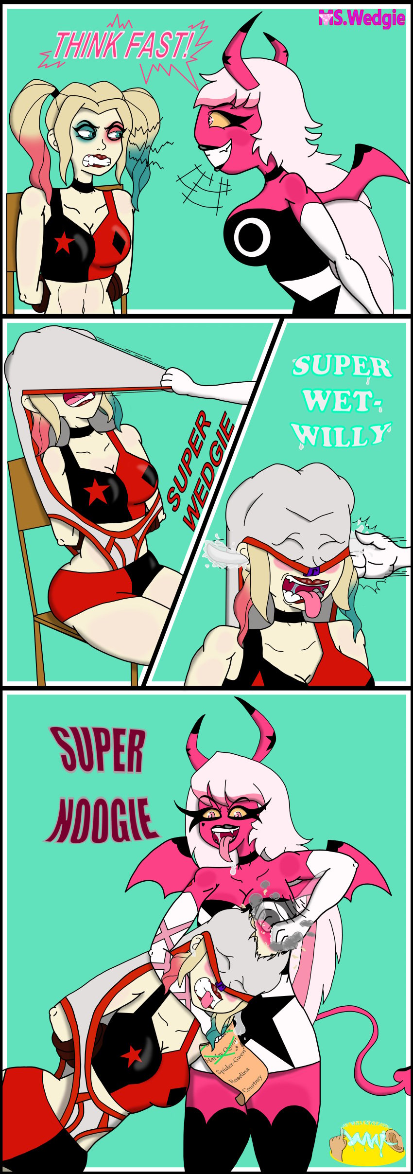 Rule 34 - Atomic Wedgie Bald Spot Blonde Hair Blue Eyes Bondage Bullying  Comic Demon Demon Girl Dialogue Ear Penetration Female Finger In Ear Harley  Quinn Harley Quinn (series) Helluva Boss Horns