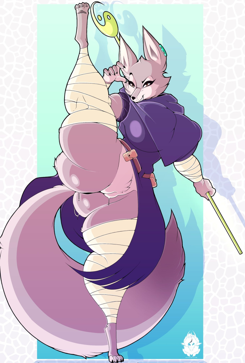 Rule 34 – anthro belt belt pouch big breasts breasts canid canine clothed clothing corsac fox ear piercing female fox fur genitals grey body grey eyes grey fur hi res looking at viewer mammal piercing princedragonsfw pubes purple clothing raised leg smile solo staff tail wrappings zhen (kung fu panda) | 9187127