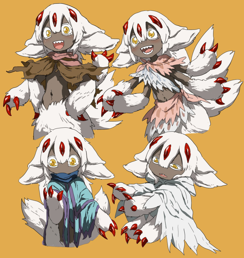 Rule 34 – :d alternate costume animal ears belafu belafu (cosplay) blue scarf body fur brown capelet capelet claws colored eyelashes cosplay cowboy shot cropped legs dark-skinned female dark skin extra arms faputa female fewer digits full body half-closed eyes highres hood hood down hooded robe horns irumyuui irumyuui (cosplay) looking down made in abyss monster girl multiple horns multiple tails multiple views navel open mouth orange background outstretched arms pink scarf red horns robe scarf sharp teeth short hair simple background sitting smile squinting standing tail teeth vueko vueko (cosplay) white fur white hair white robe xiaopizi32439 yellow eyes | 9124003