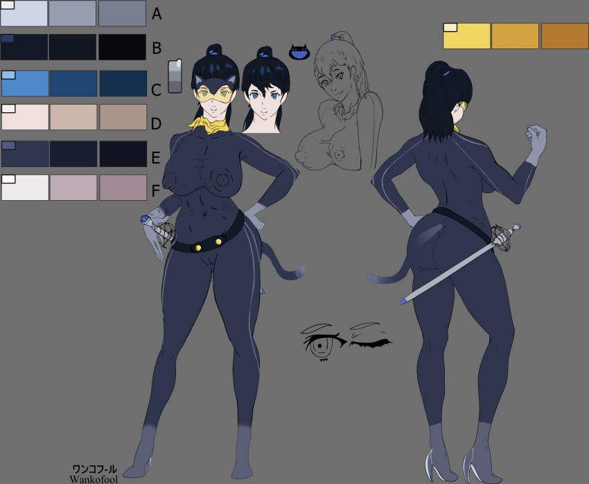 Rule 34 – big breasts cat tail mask masked female morgana (persona) persona persona 5 persona 5 royal rule 63 scarf skin tight sword thick ass thick thighs wankofool | 9149302