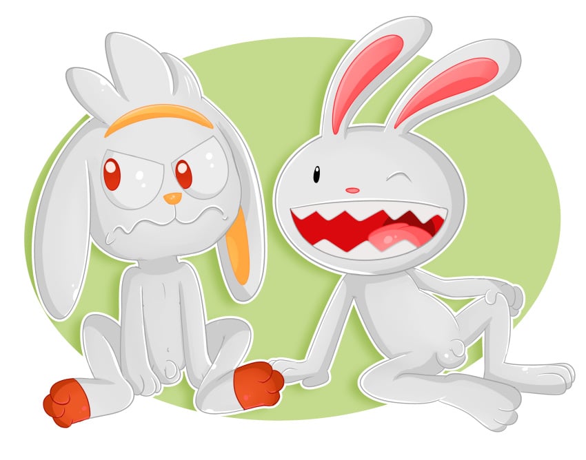 Rule 34 – absurd res albinoturtle angry annoyed anthro balls casual nudity duo flaccid foreskin generation 8 pokemon genitals hand on knee hand on leg hi res lagomorph looking aside male male only mammal max (sam and max) nintendo nude penis pokemon pokemon (species) pseudo clothing removed raboot red eyes sam and max underpaw wavy mouth | 9178844