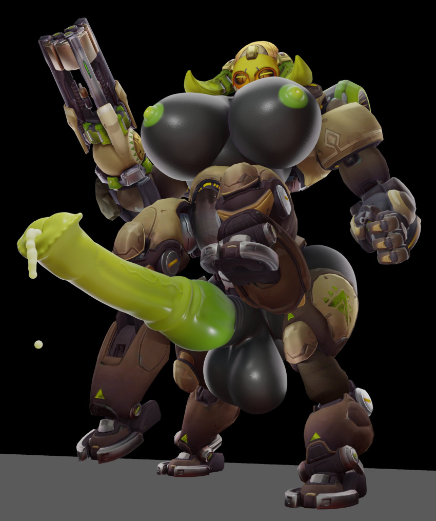 Rule 34 - 1futa 3d Arm Cannon Black Background Breasts Centaur Futa Only  Futanari Horns Horsecock Huge Balls Huge Cock Low-angle View Orisa Overwatch  Quadruped Reptilligator Robot Robot Girl Solo Yellow Eyes |